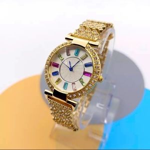 NEW Ladies Rainbow Dial Bling Sparkly Watch- Yellow Gold Tone